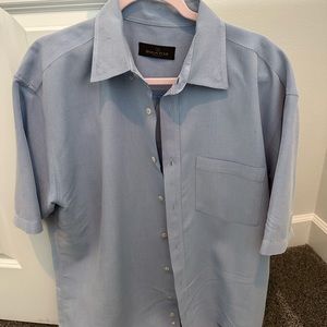 SS Bugatchi blue pin stripe rayon and polyester shirt